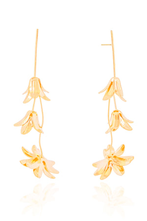 Brinco Três Flores Banhado a Ouro 18K