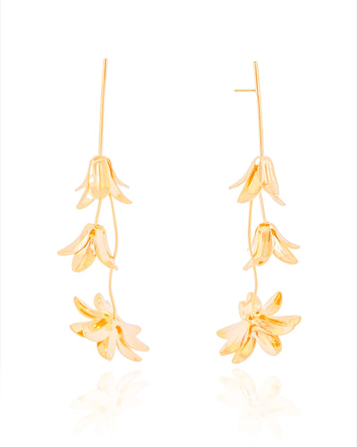 Brinco Três Flores Banhado a Ouro 18K