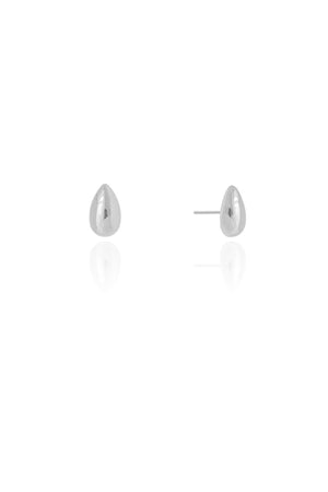 Brinco Gota Lisa 1.0 cm Ródio Branco