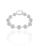 Pulseira Bolas Lisas Ródio Branco