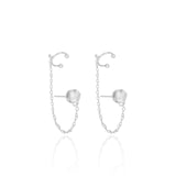 Ear Line Piercing Ponto de Luz Cristal Unilateral  Ródio Branco