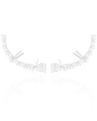 Ear Cuff Pontos de Luz Ovais Cravejado Cristal Ródio Branco