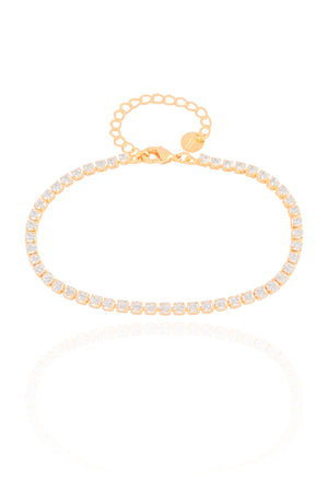 Pulseira Riviera Cristal 2.5 mm Banhado a Ouro 18K