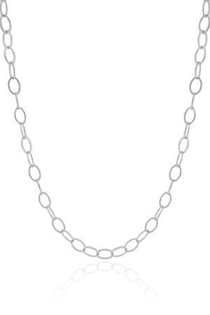 Choker Elos Ovais 5 mm Ródio Branco