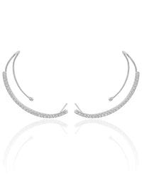 Ear Cuff Cravejado Cristal Ródio Branco