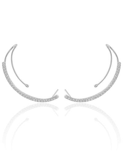 Ear Cuff Cravejado Cristal Ródio Branco