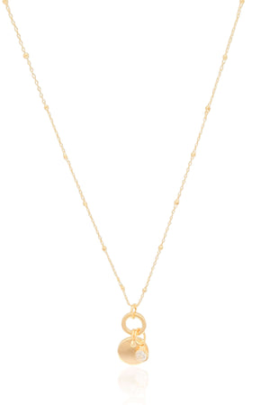 Gargantilha Detalhes Pingente Redondo Ponto de Luz Banhado a Ouro 18K