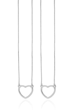 Escapulário Corações Vazados Ródio Branco - 60 cm