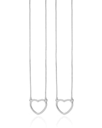 Escapulário Corações Vazados Ródio Branco - 60 cm