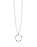 Gargantilha Veneziana Círculo Pontos de Luz Coloridos Ródio Branco - 40 cm