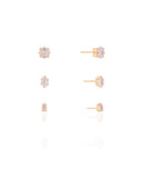 Trio Geométrico Cristal Banhado a Ouro 18K