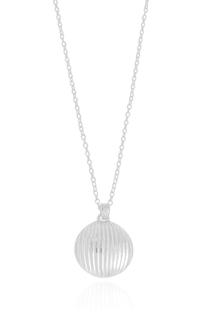 Gargantilha Elos Pingente Redondo Frisado 17 mm Ródio Branco - 45 cm