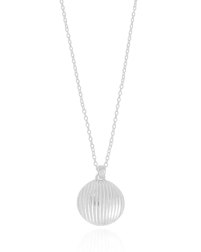 Colar Elos Pingente Redondo Frisado 17 mm Ródio Branco - 45 cm