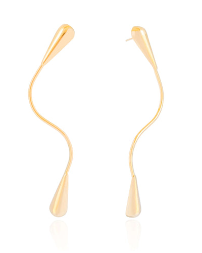 Brinco Gota Filete Torcido Banhado a Ouro 18K