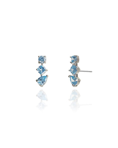 Brinco Ear Cuff Trio Pontos de Luz Azul Sky
