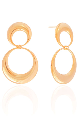 Brinco Argola Frontal Dupla Lisa 5.4 cm Banhado a Ouro 18K
