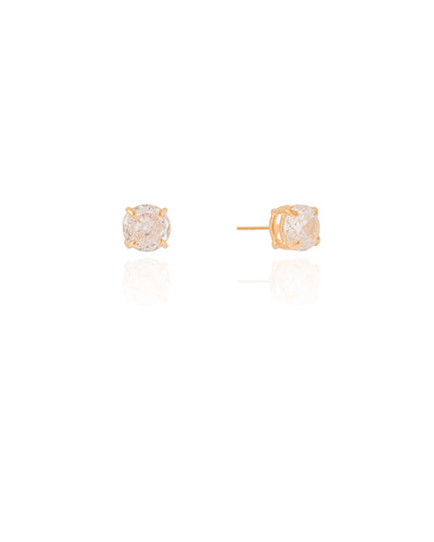 Brinco Ponto de Luz Cristal 8 mm Banhado a Ouro 18K