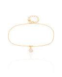 Tornozeleira Ponto de Luz Cristal 7 mm Banhado a Ouro 18K