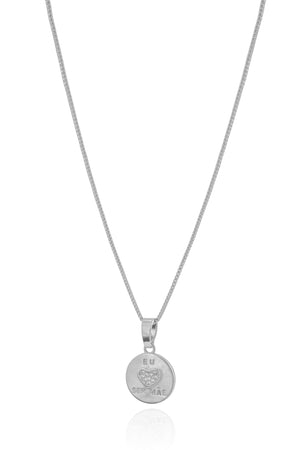 Gargantilha Eu Amo Ser Mãe Coração Cristal Ródio Branco - 45 cm