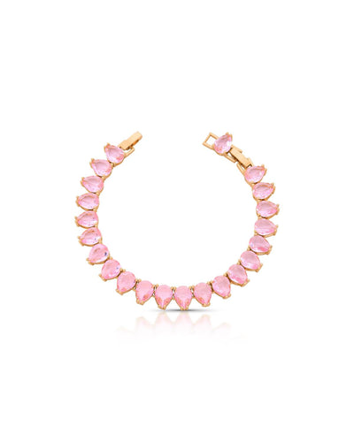 Pulseira Riviera Gota Fucsia Rosa com Fecho Gaveta Click
