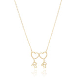 Gargantilha Filho Meninos Corações Lisos Banhado a Ouro 18K - 45 cm