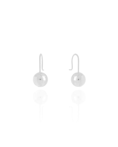 Brinco Gancho Bola Lisa 2,2 cm Ródio Branco