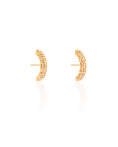Ear Hook Cravejado 1,9 cm Cristal Banhado a Ouro 18K