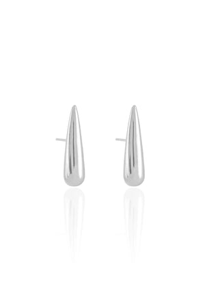 Brinco Gota Lisa Ródio Branco