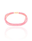 Pulseira Tripla Safira Rosa Cravejada Banhado a Ouro 18K