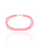 Pulseira Tripla Safira Rosa Cravejada Banhado a Ouro 18K