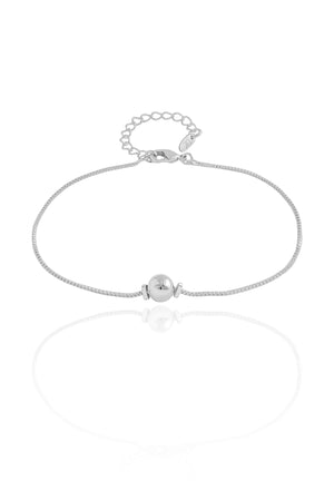 Pulseira Veneziana Bola Lisa 6 mm Ródio Branco