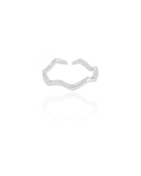 Anel Ajustável Ondas Lisas Tamanho G Ródio Branco