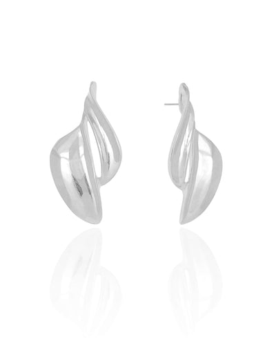 Brinco Orgânico Liso 4.0 cm Ródio Branco