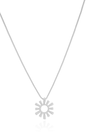 Gargantilha Veneziana Sol Vazado Ródio Branco - 45 cm