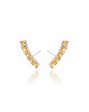 Brinco Ear Cuff Carre Quadrado Citrino com Tarraxa Virgula