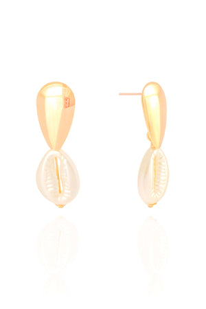 Brinco Liso Buzios 3.8 cm Banhado a Ouro 18K