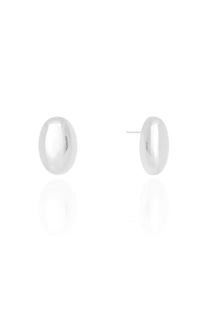 Brinco Oval Liso 1.7 cm Ródio Branco