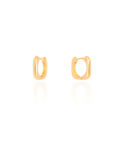 Brinco Argola Click Quadrado Liso 1.5 cm Banhado a Ouro 18K