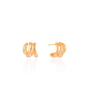 Brinco Argola Três Filetes Lisos 1.3 cm Banhado a Ouro 18K
