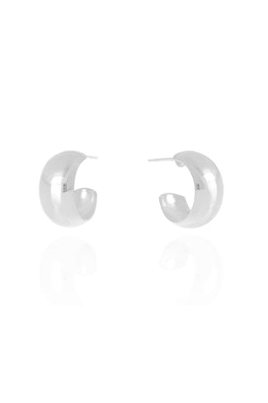 Brinco Argola Abaulada Lisa 1.7 cm Ródio Branco