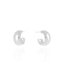 Brinco Argola Abaulada Lisa 1.7 cm Ródio Branco