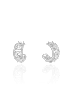 Brinco Argola Cristal Ródio Branco