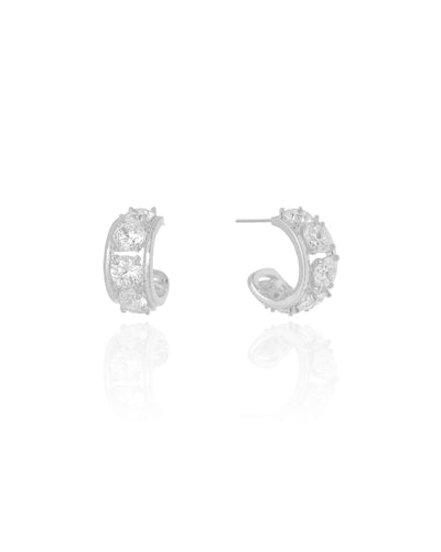 Brinco Argola Cristal 1,9 cm Ródio Branco