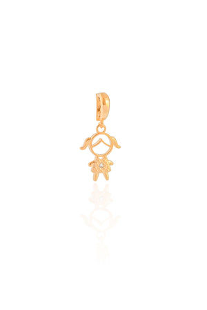 Pingente Filha Ponto de Luz Cravejado Cristal 1.4 cm Banhado a Ouro 18K