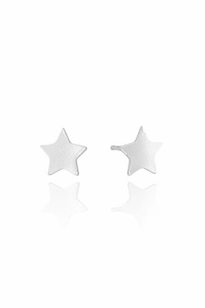 Brinco Estrela Flat Lisa Ródio Branco
