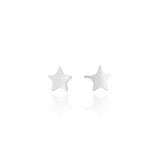 Brinco Estrela Flat Lisa Ródio Branco
