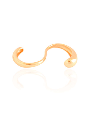 Anel Ajustável Dois Dedos Liso Tamanho Único Banhado a Ouro 18K