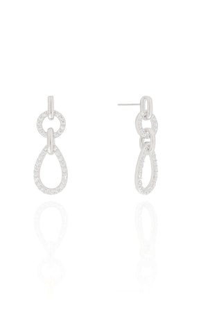 Brinco Circulo Gota Cravejado Cristal Ródio Branco