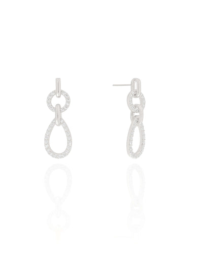 Brinco Círculo Gota Cravejado Cristal Ródio Branco