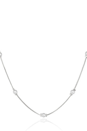 Gargantilha Veneziana com Pérolas 4 MM Ródio Branco